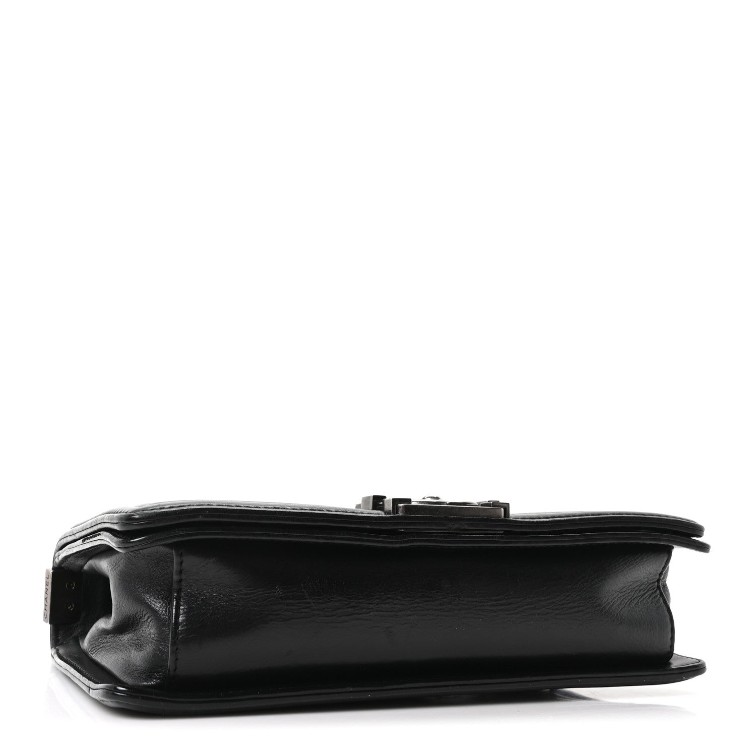 Calfskin Crystal Embossed Medium Boy Flap Black