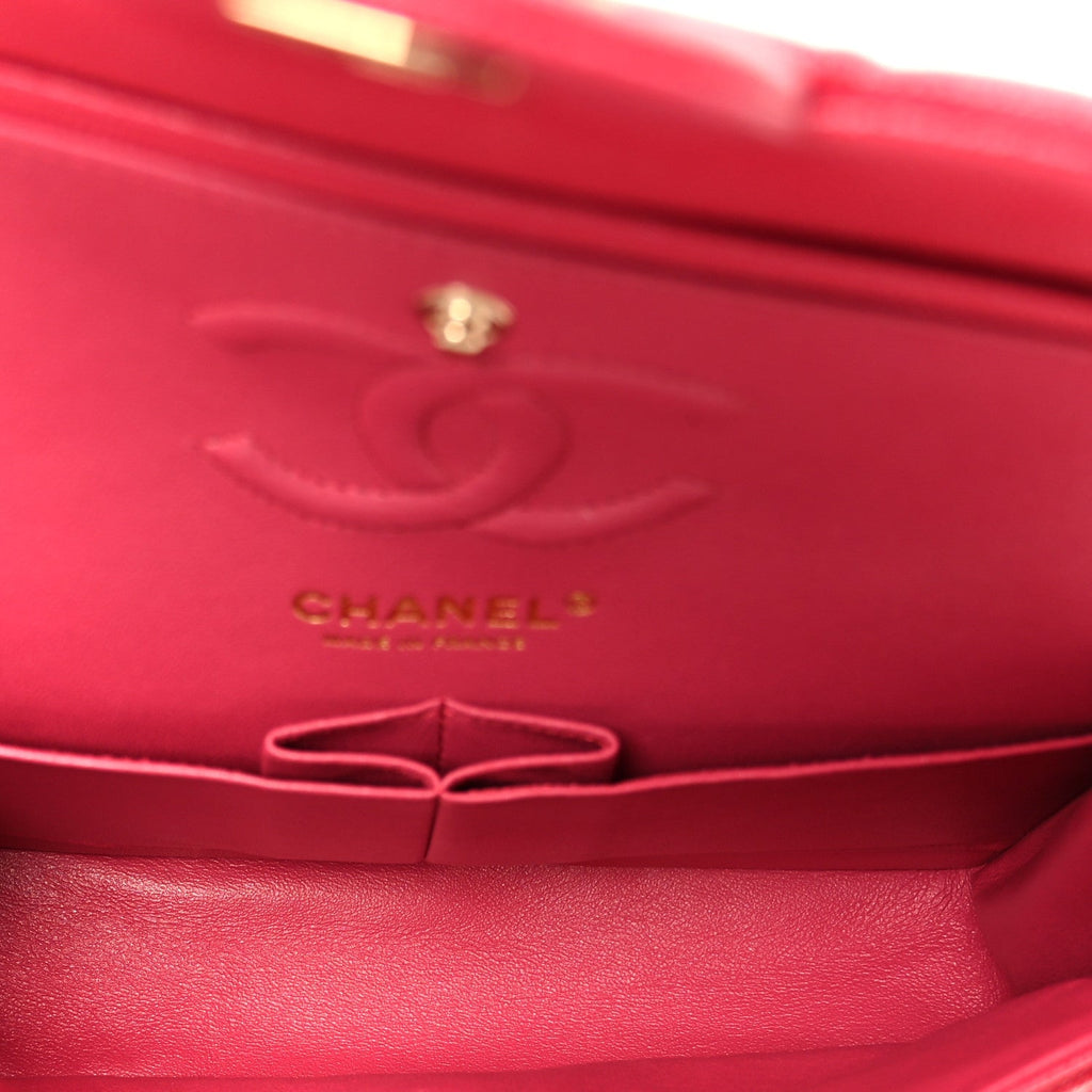 Caviar Quilted Small Double Flap Dark Pink