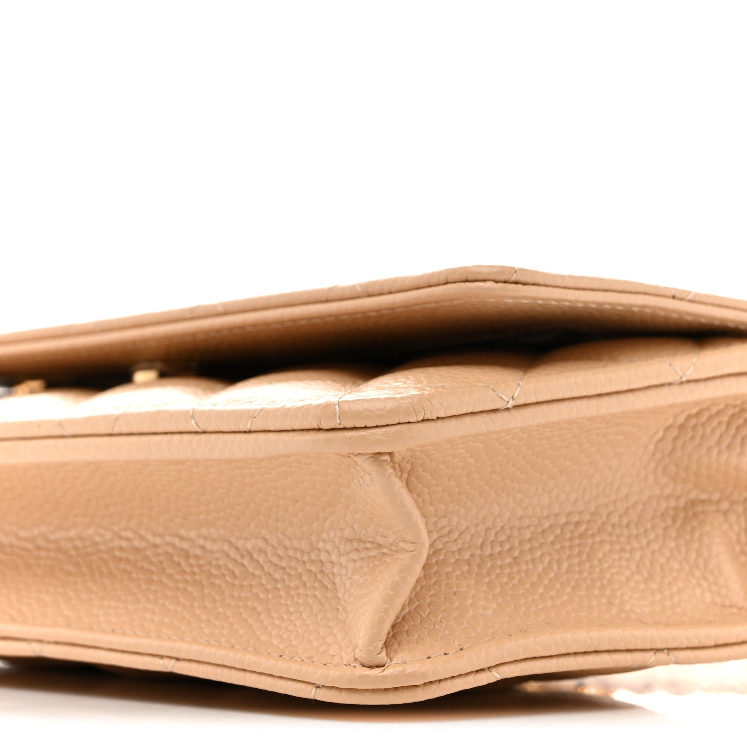 Caviar Quilted Wallet on Chain WOC Beige