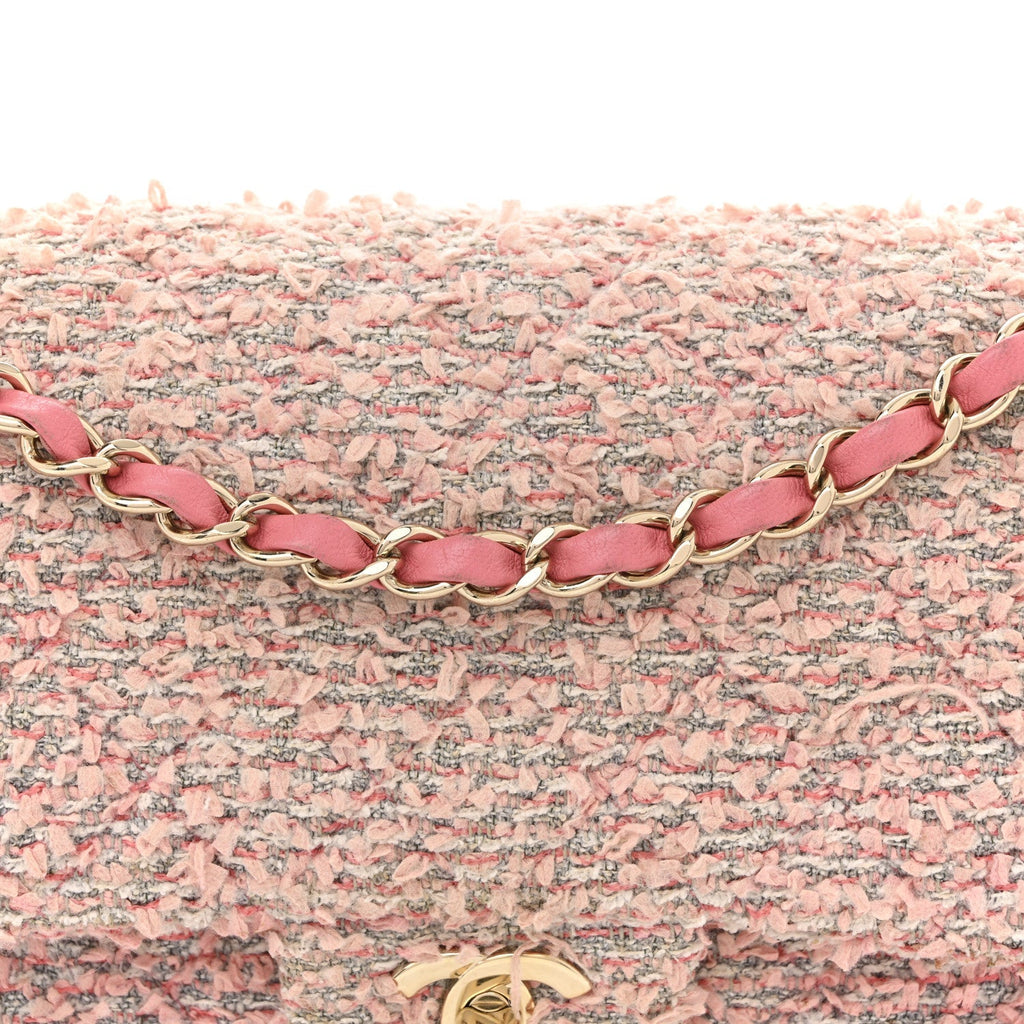 Tweed Medium Double Flap Pink
