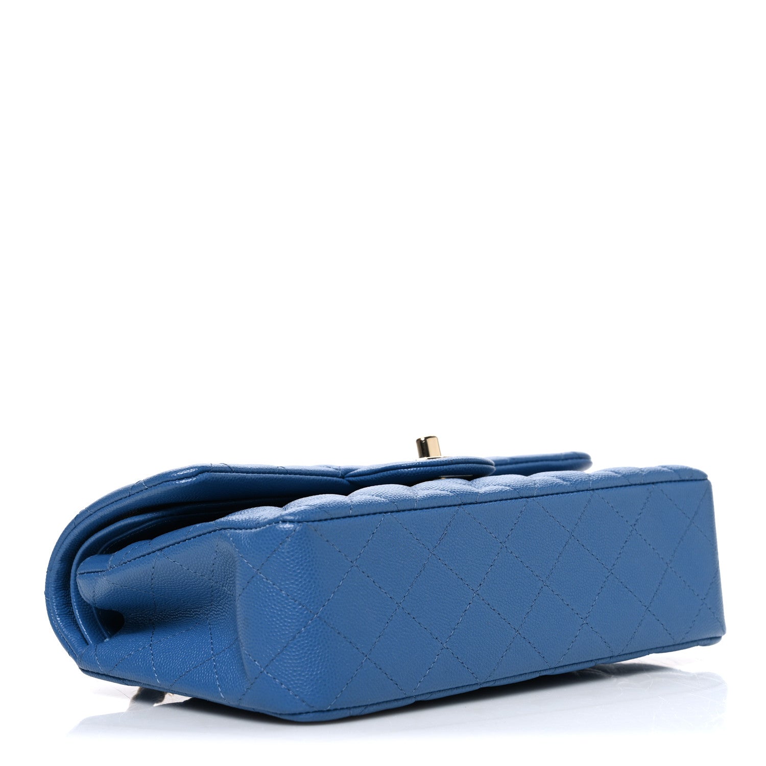 Caviar Quilted Medium Double Flap Blue