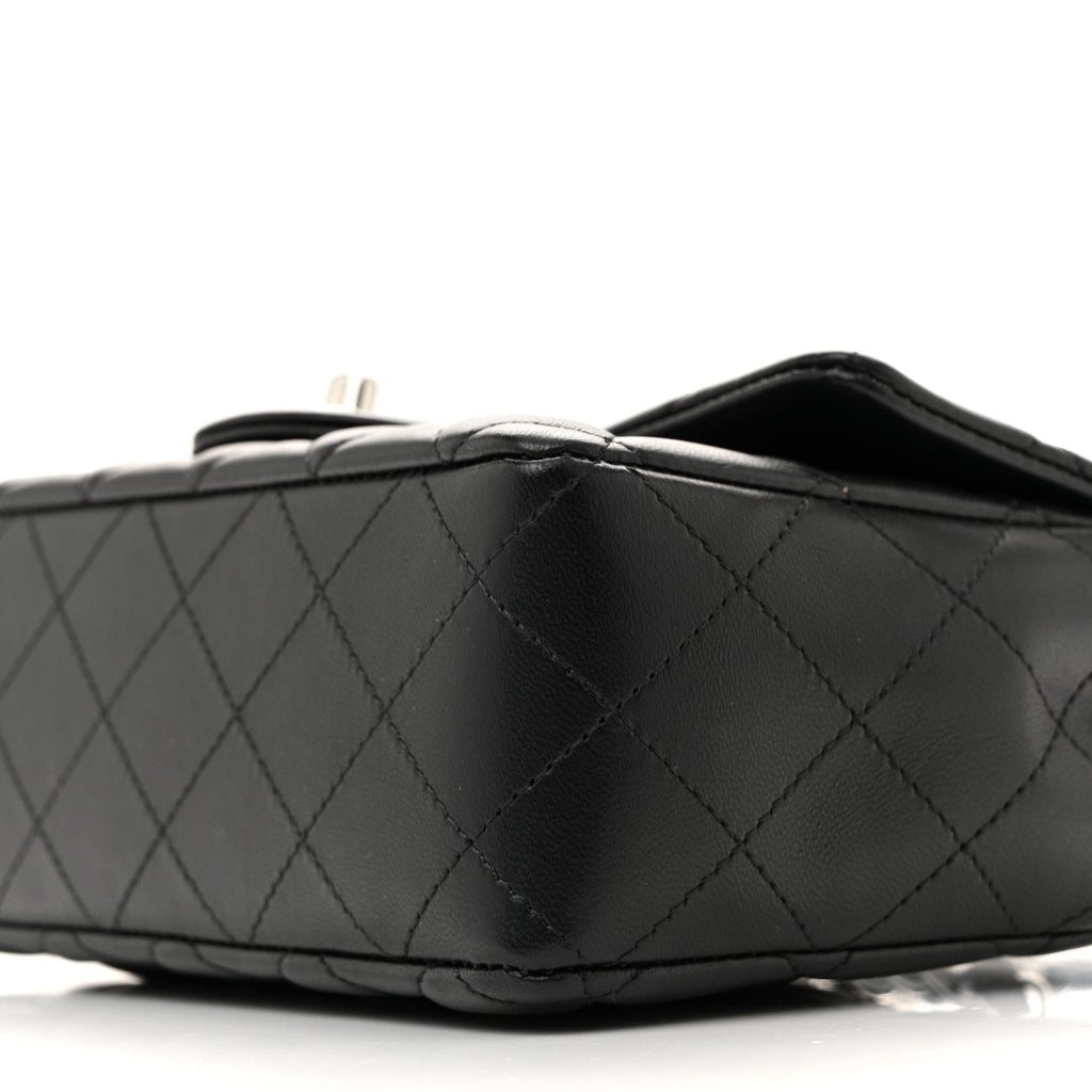 Lambskin Quilted Mini Rectangular Flap Black