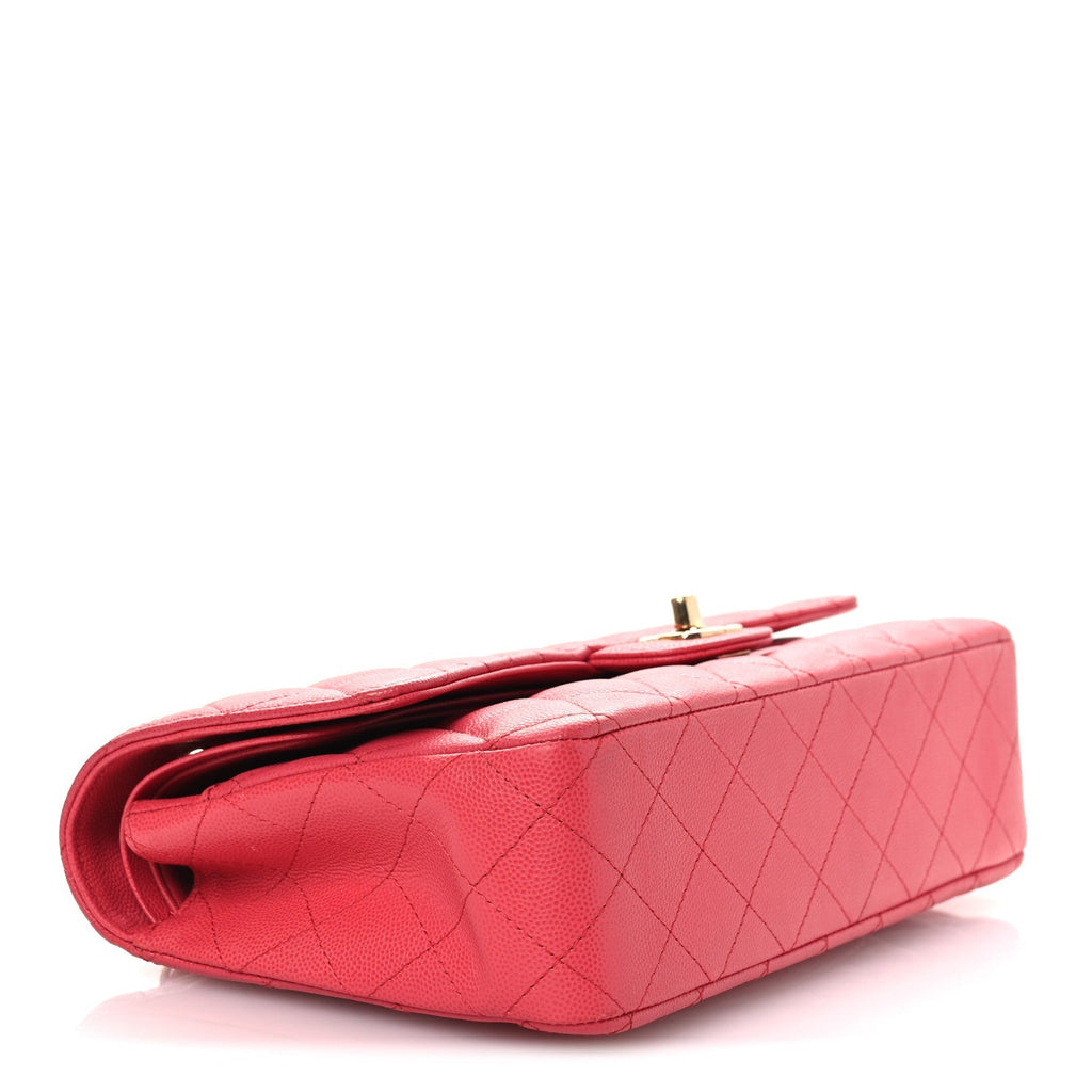 Caviar Quilted Medium Double Flap Dark Pink