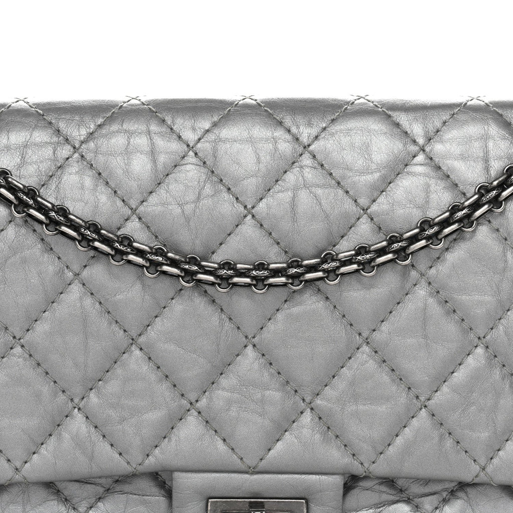 Metallic Aged Calfskin Quilted 2.55 Reissue 226 Flap Silver