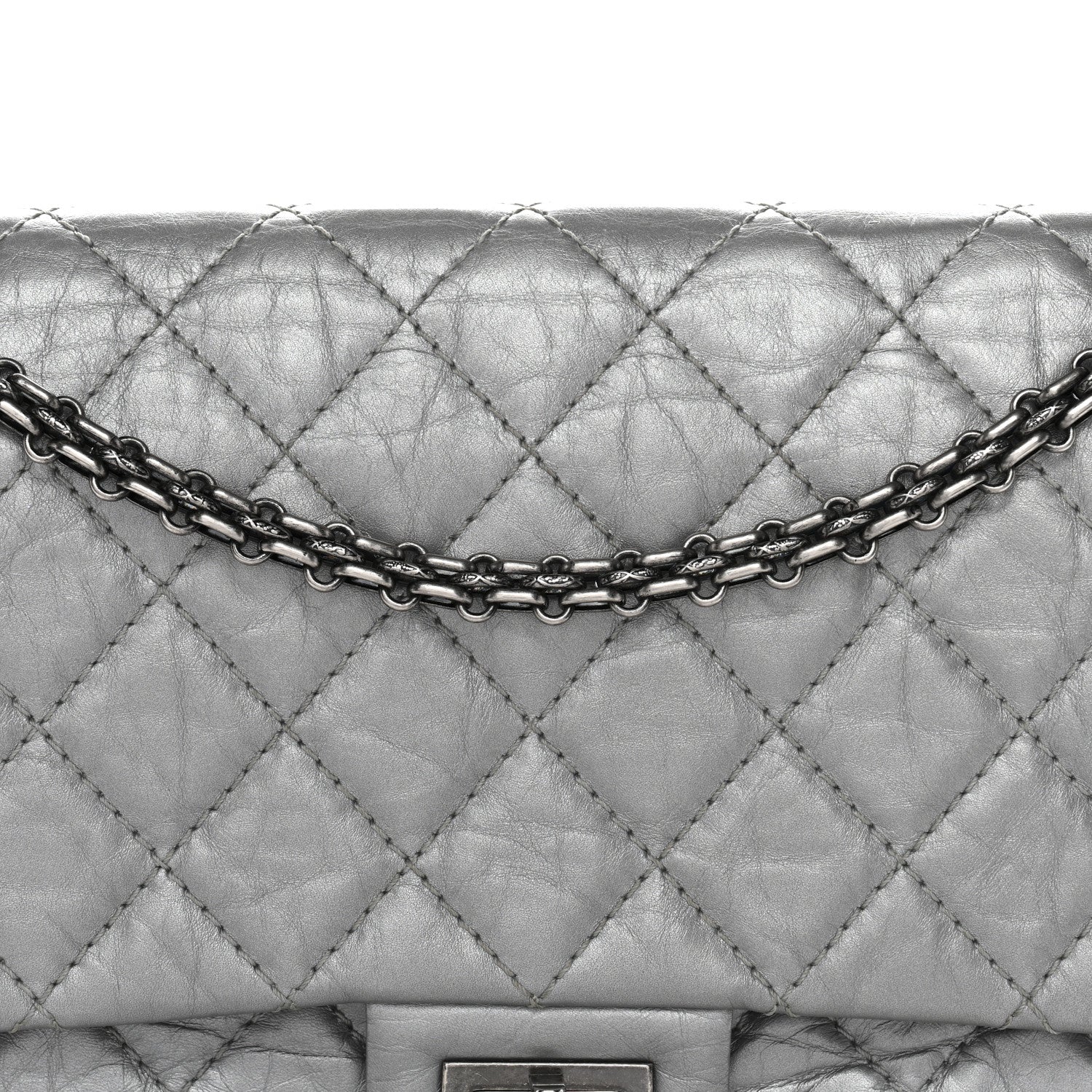 Metallic Aged Calfskin Quilted 2.55 Reissue 226 Flap Silver