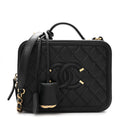 Caviar Quilted Medium CC Filigree Vanity Case Black