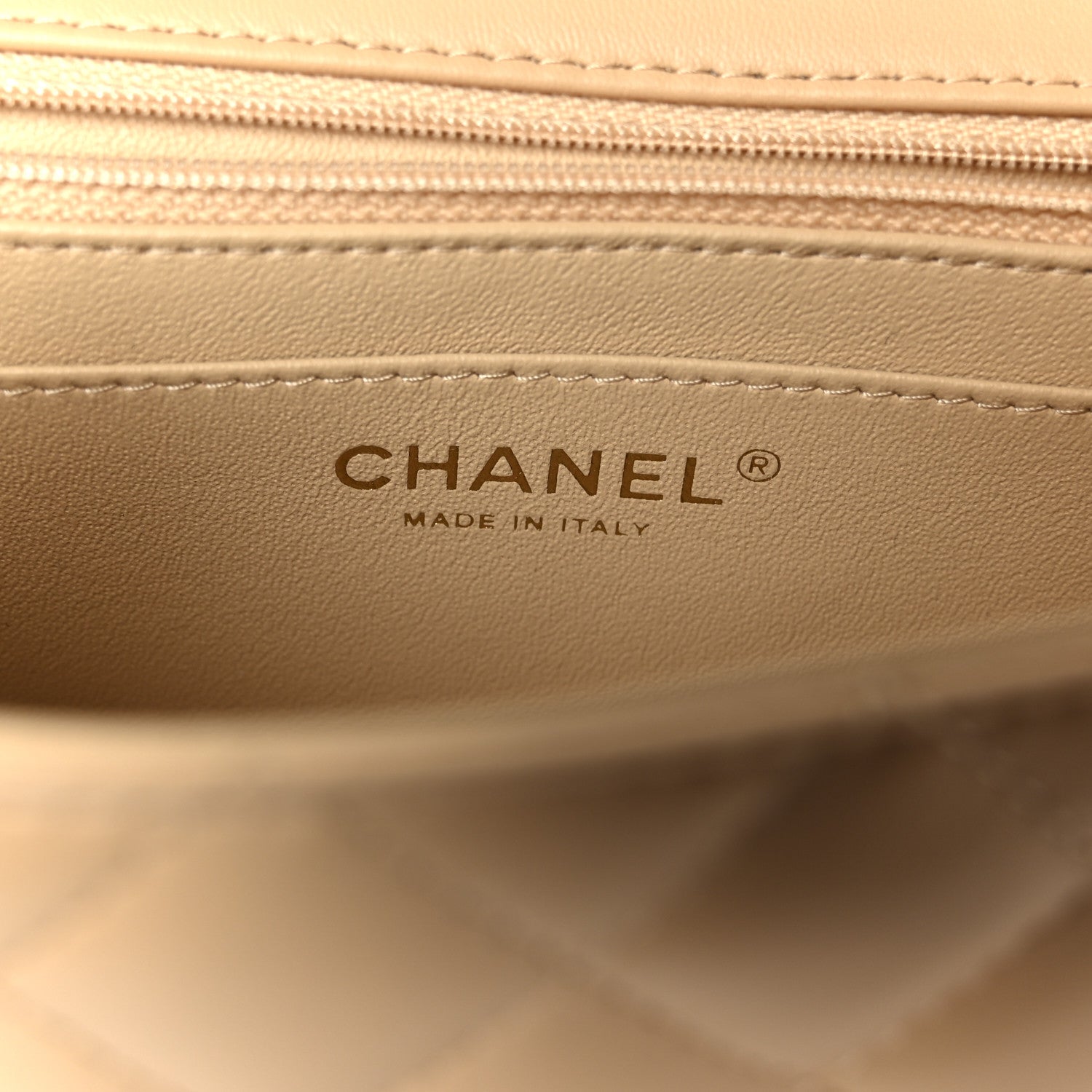 Lambskin Quilted Mini Rectangular Flap Beige
