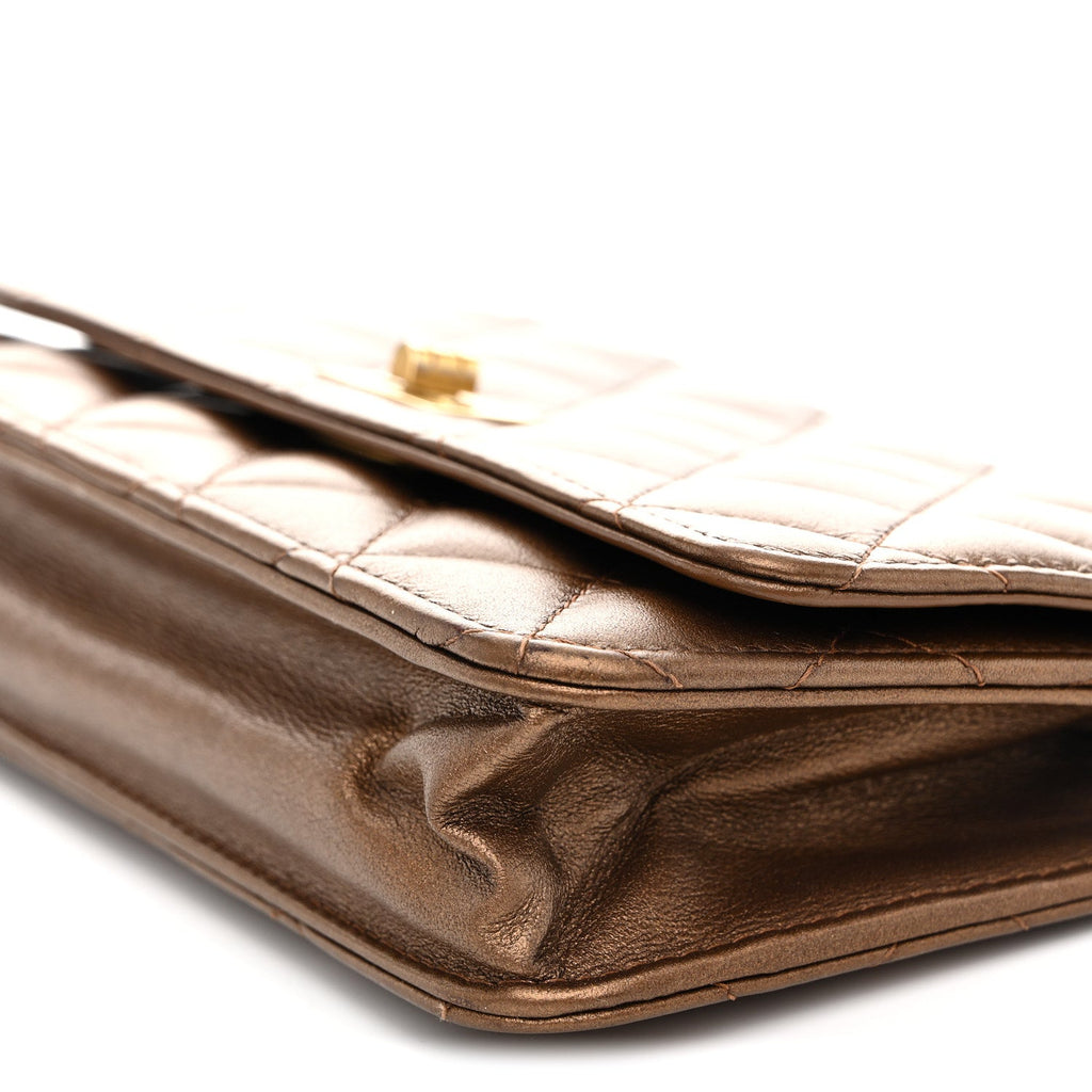 Metallic Calfskin Quilted 2.55 Reissue Wallet On Chain WOC Bronze