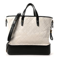 Aged Calfskin Quilted Large Gabrielle Shopping Tote White Black