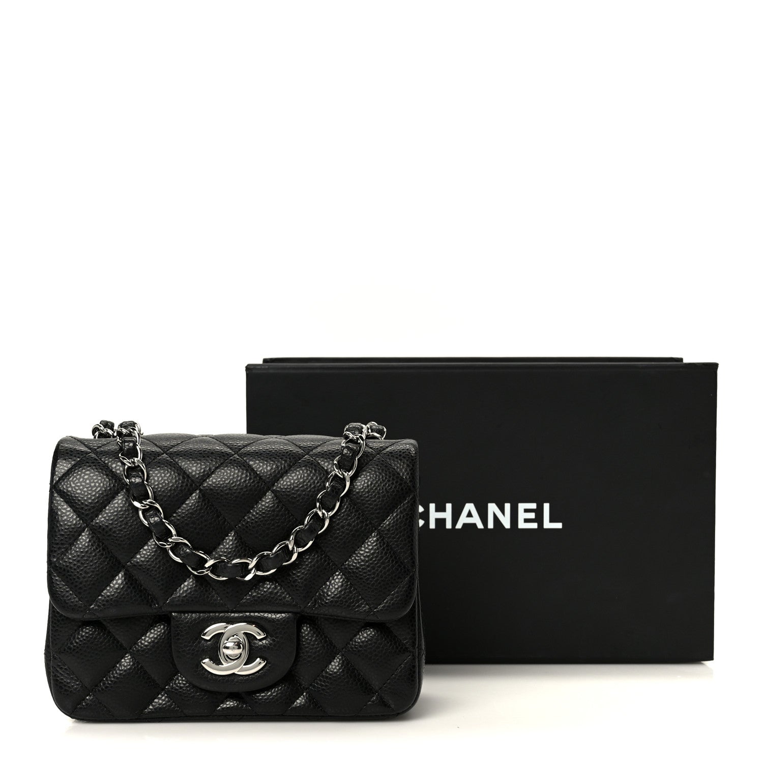 Caviar Quilted Mini Square Flap Black