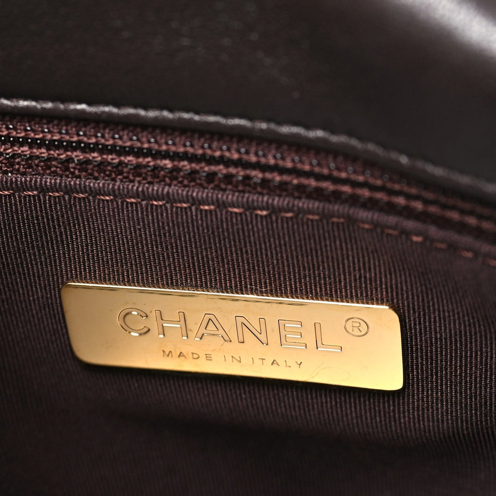 Lambskin Quilted Medium Chanel 19 Flap Dark Brown