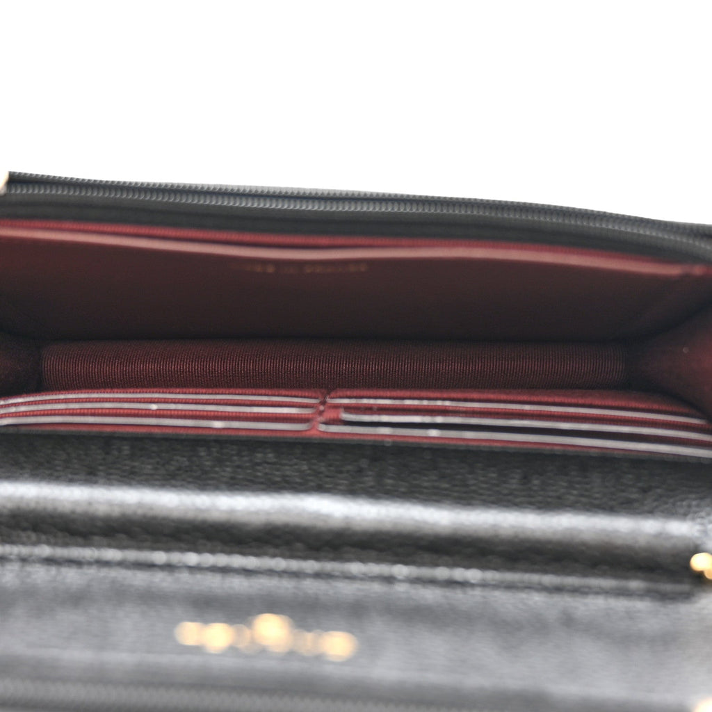 Caviar Quilted Wallet on Chain WOC Black