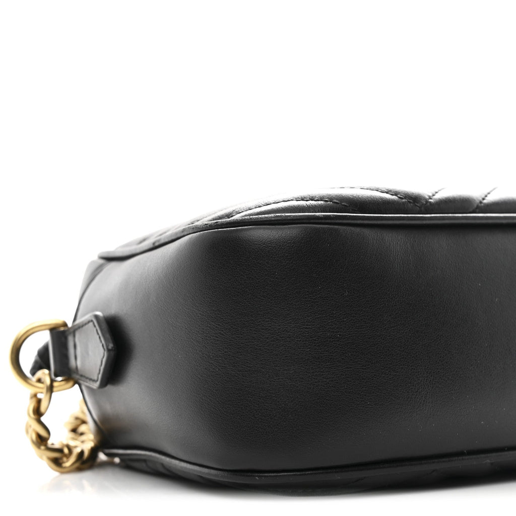 Calfskin Matelasse Small GG Marmont Chain Shoulder Bag Black