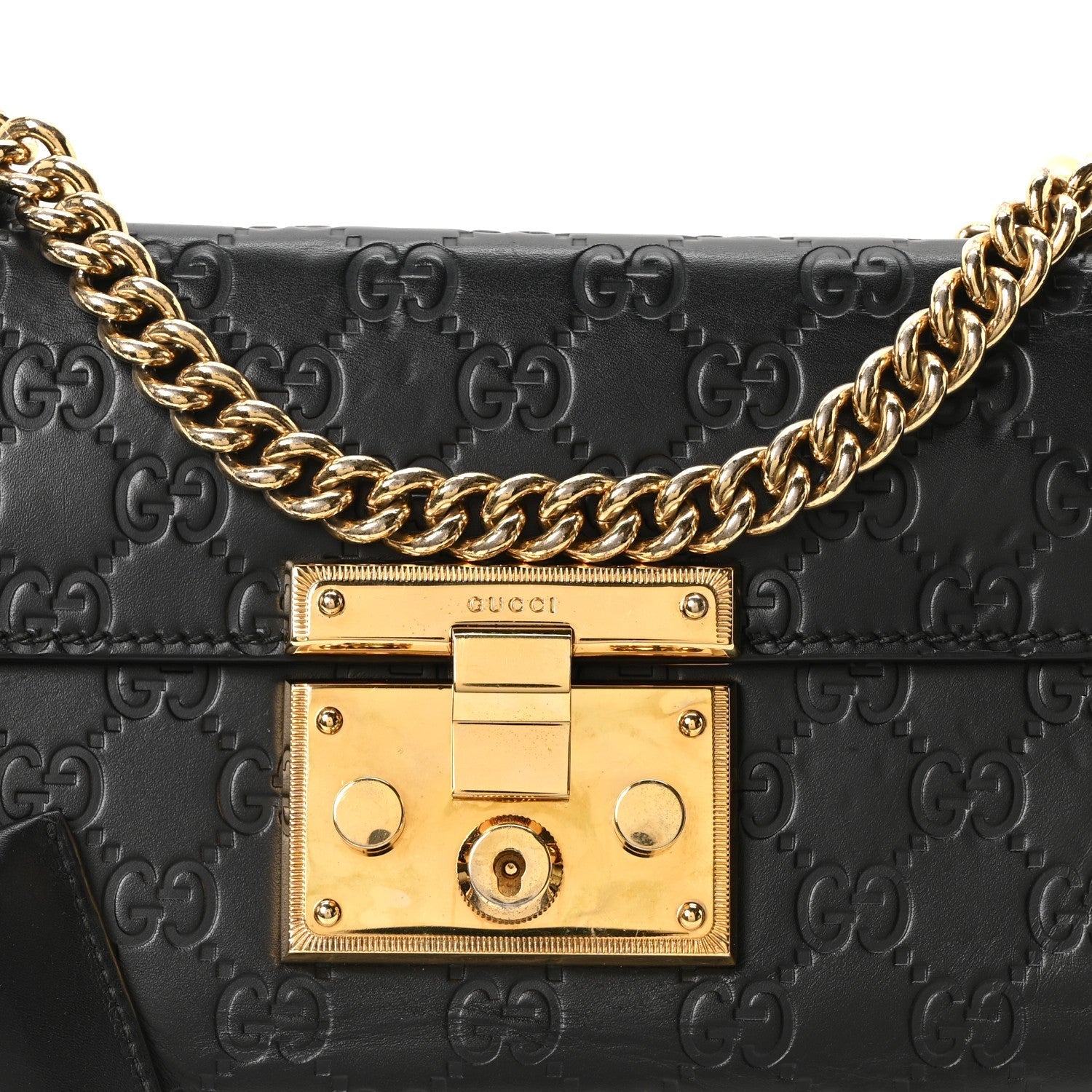 Guccissima Small Padlock Shoulder Bag Black