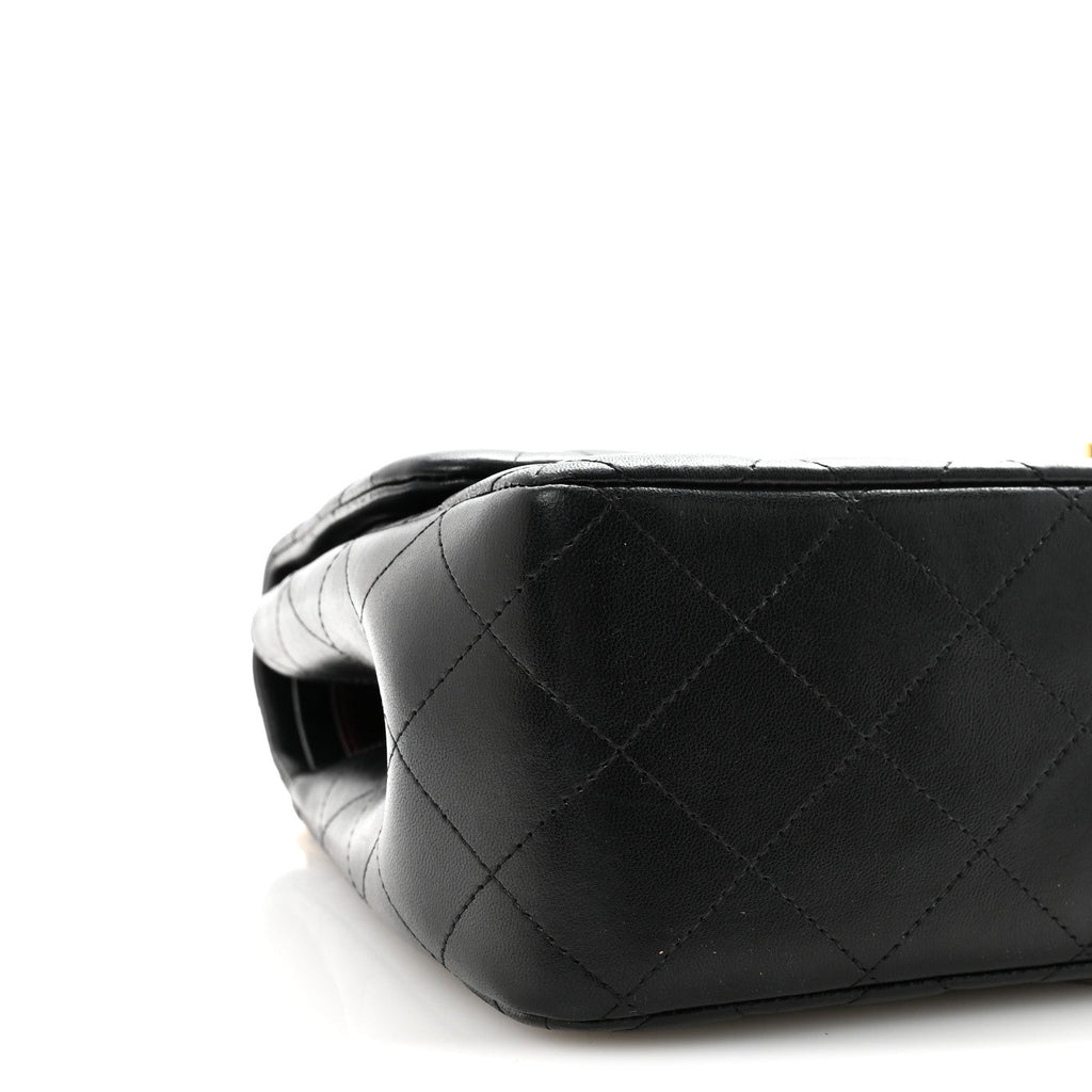Lambskin Quilted Jumbo Double Flap Black