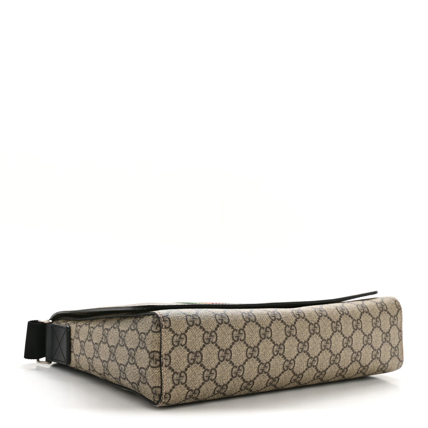 GG Supreme Monogram Web Flap Messenger Bag Black