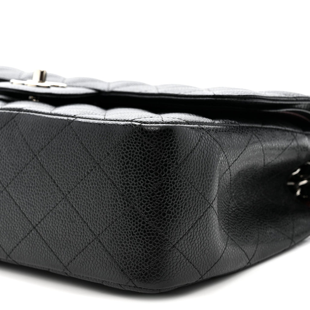 Caviar Quilted Jumbo Double Flap Black