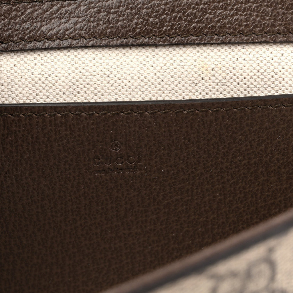 GG Supreme Monogram Textured Dollar Calfskin Web Mini Ophidia Envelope Shoulder Bag Beige Ebony