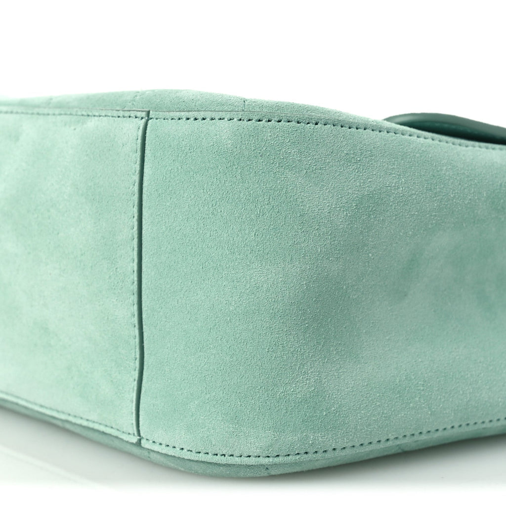 Suede Calfskin Small Souplissimo Maxi Flap Green