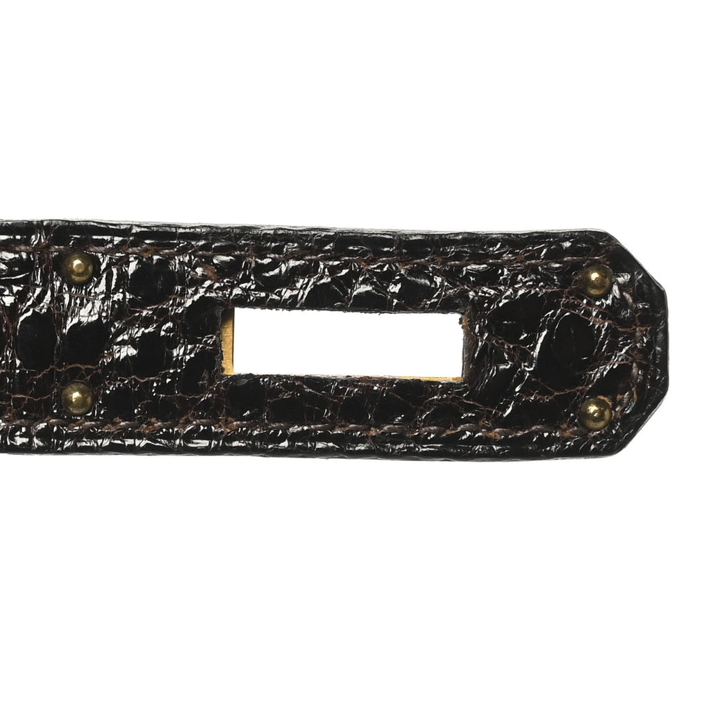 Shiny Alligator Kelly Sellier 32 Havane