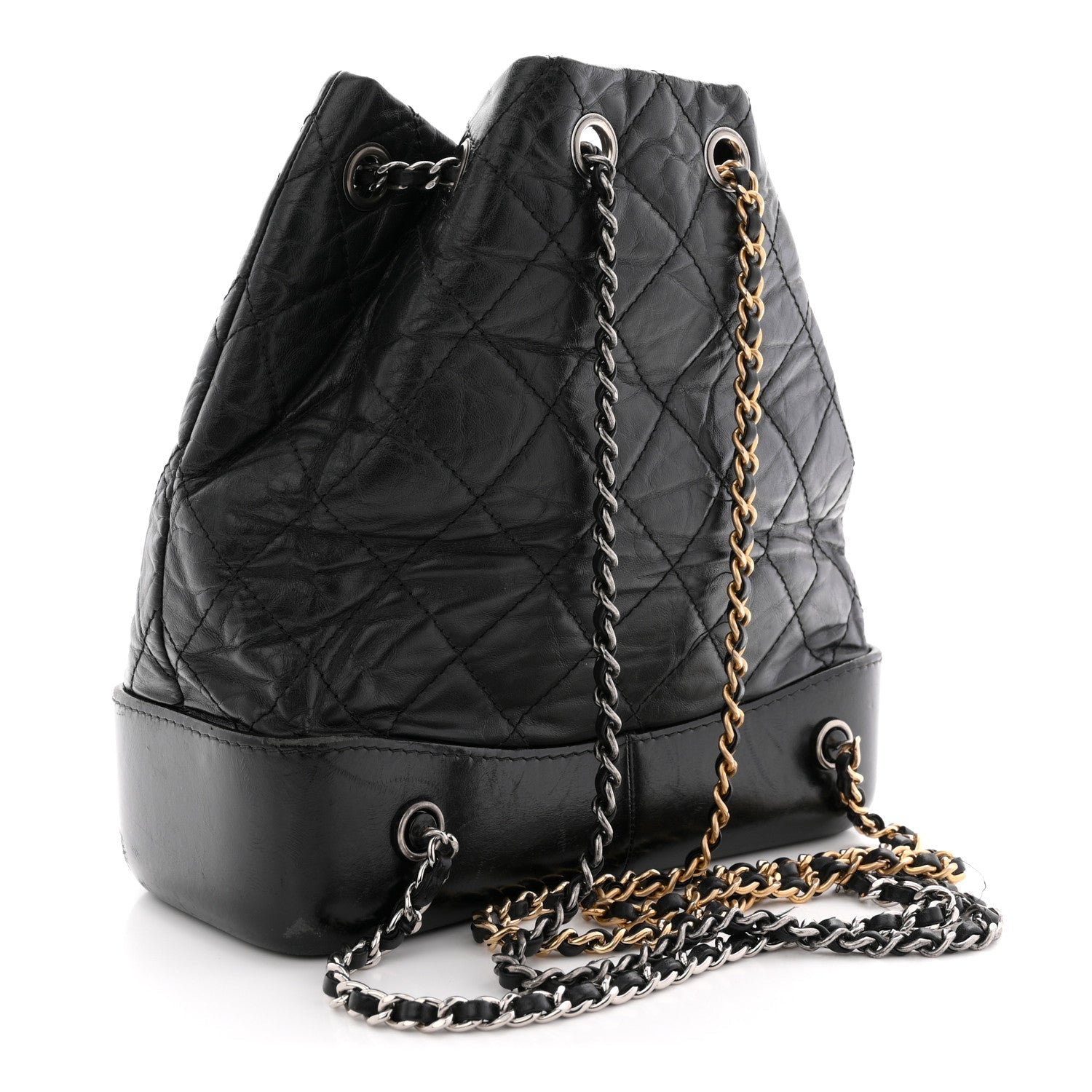 Aged Calfskin Quilted Small Gabrielle Backpack Black
