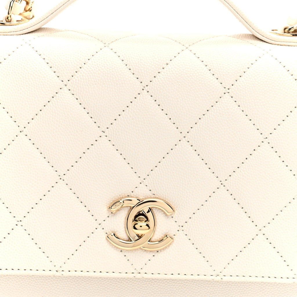 Caviar Quilted Medium Business Affinity Flap White