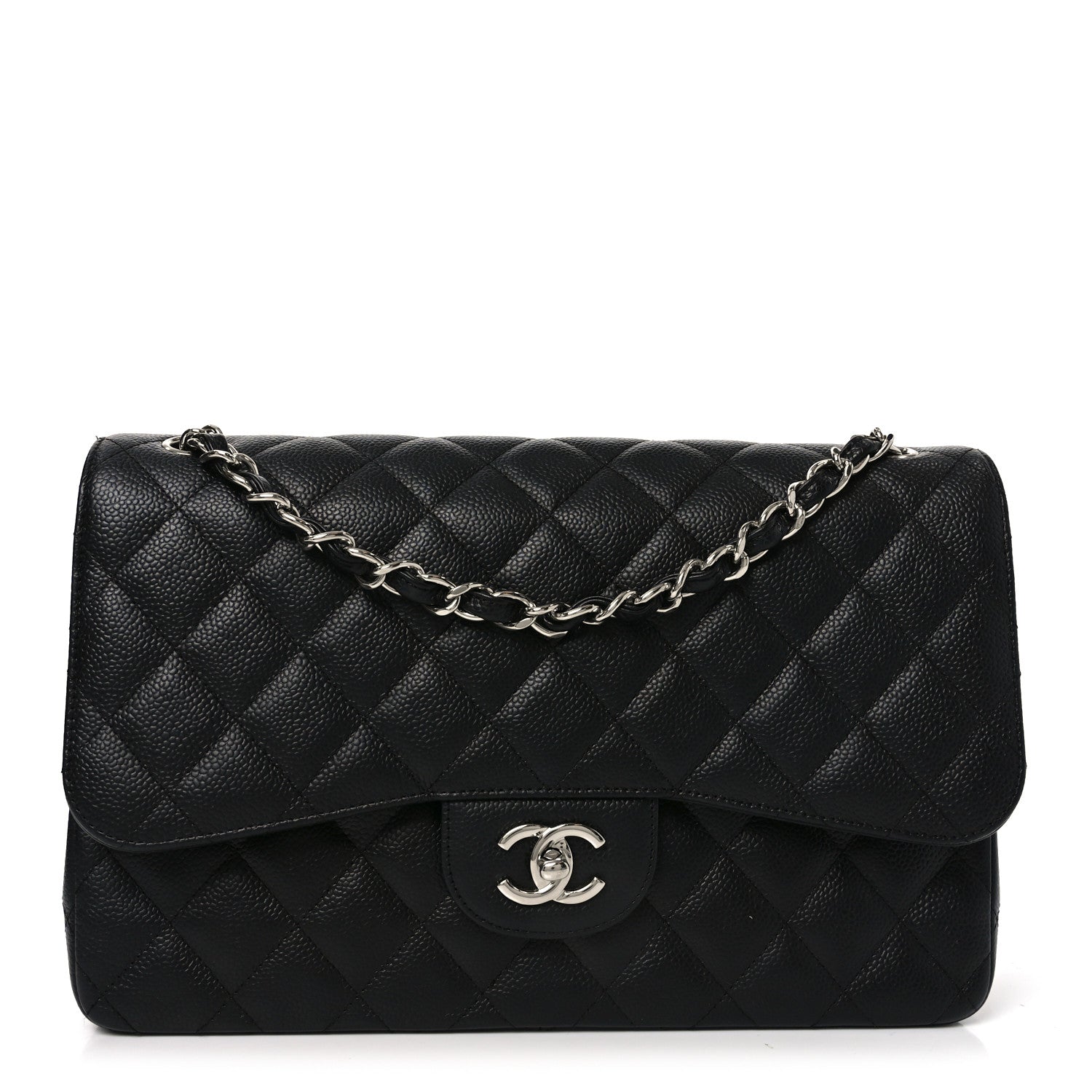 Caviar Quilted Jumbo Double Flap Black