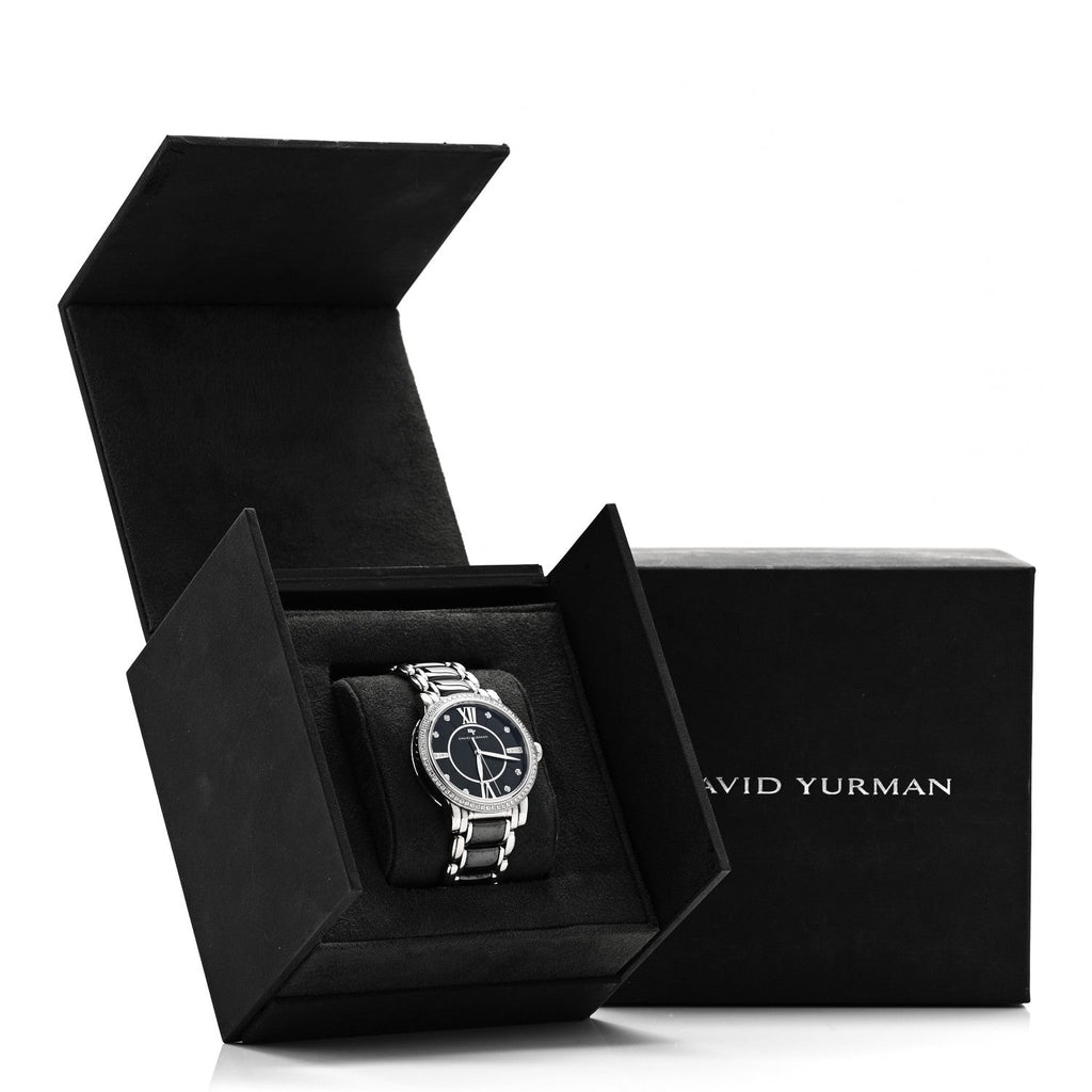 Stainless Steel Ceramic Diamond Bezel 38mm Classic Quartz Watch Black