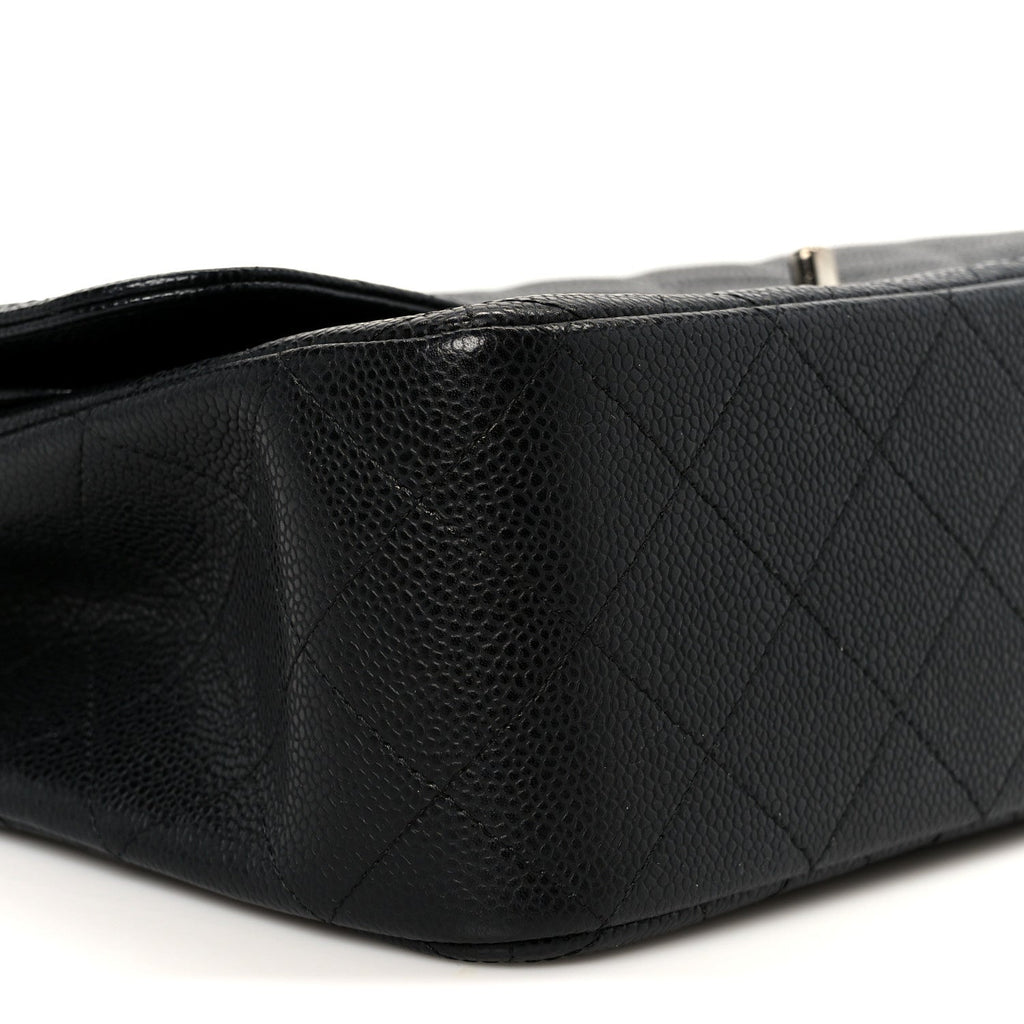 Caviar Quilted Jumbo Double Flap Black