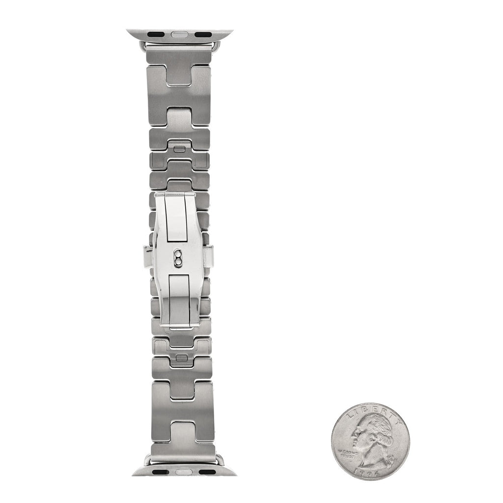 Stainless Steel 42mm Grand H Apple Watch Single Tour Band Gris