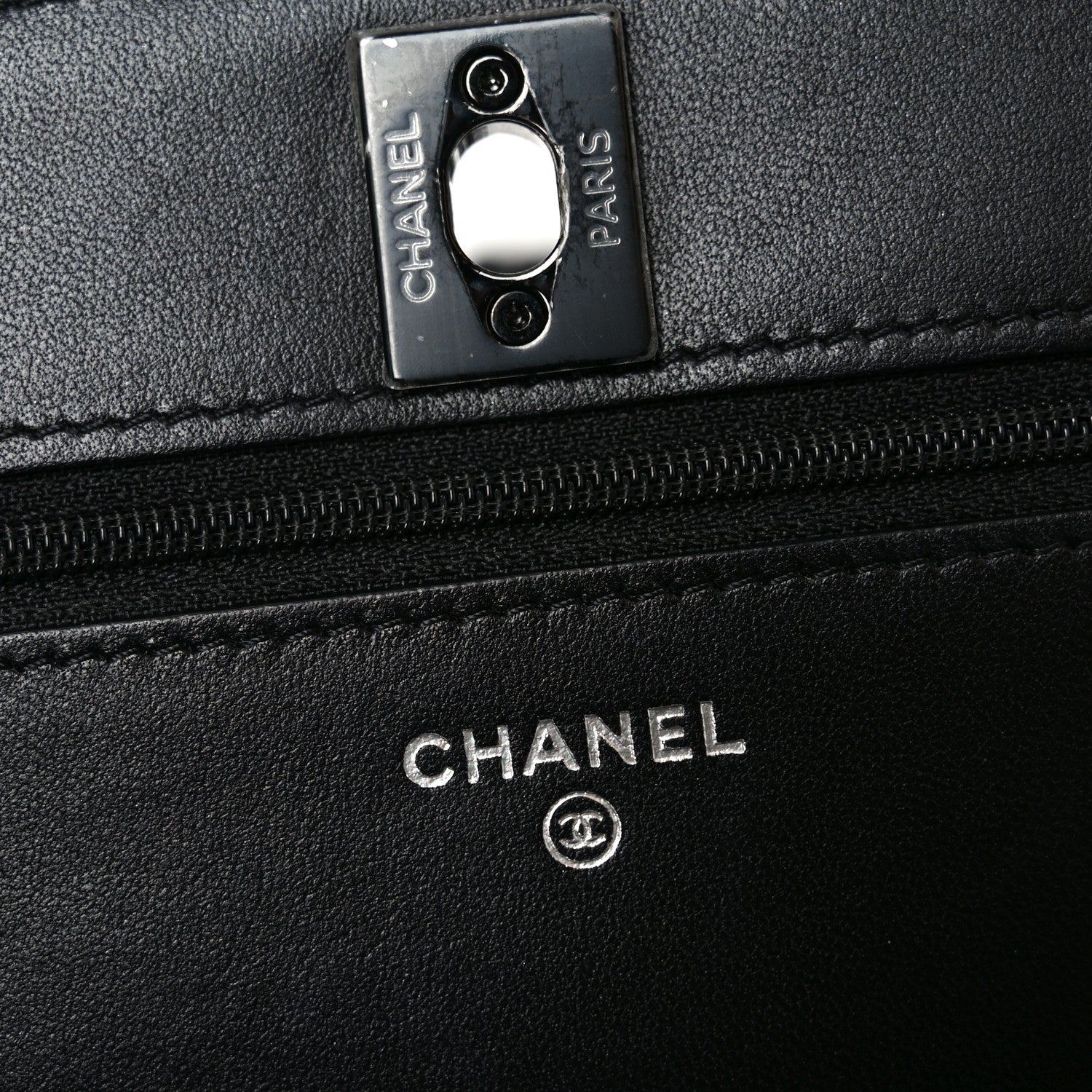 Lambskin Quilted Trendy CC Wallet On Chain WOC So Black