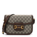 GG Supreme Monogram Horsebit 1955 Shoulder Bag Beige Brown Sugar