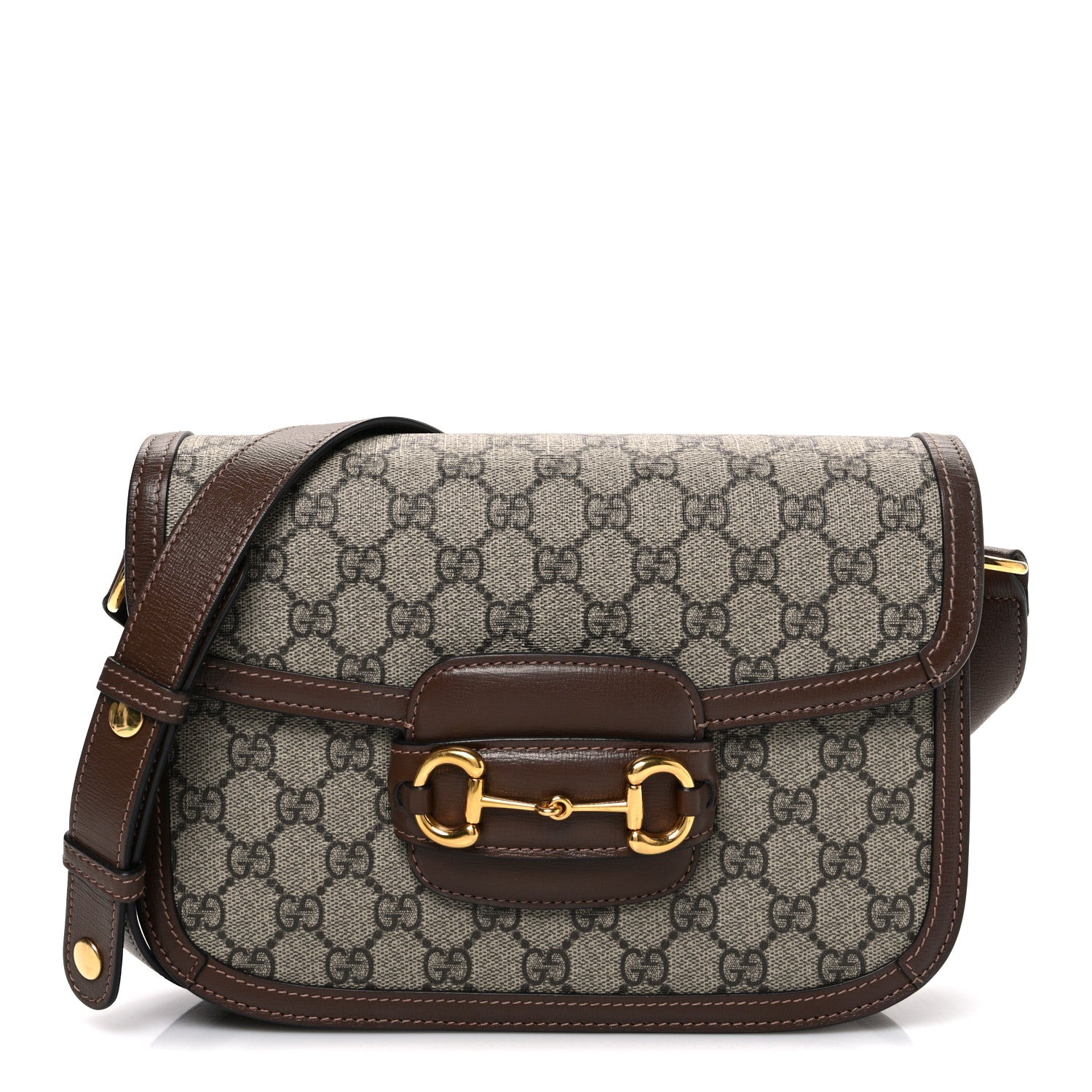 GG Supreme Monogram Horsebit 1955 Shoulder Bag Beige Brown Sugar