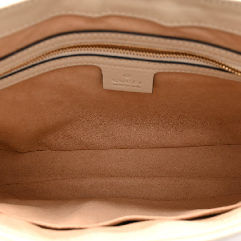 GG Supreme Monogram Azalea Calfskin Web Small Jackie 1961 Hobo Beige Ebony Mystic White