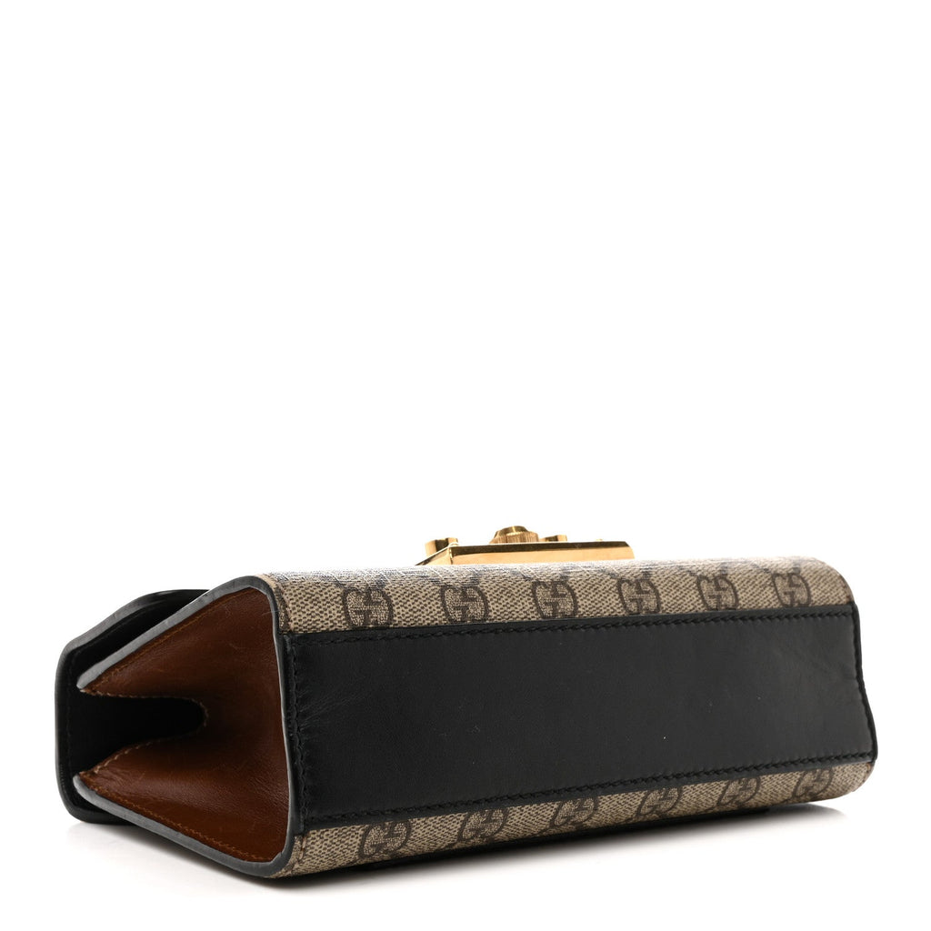 GG Supreme Monogram Calfskin Small Padlock Shoulder Bag Beige Black Cuir