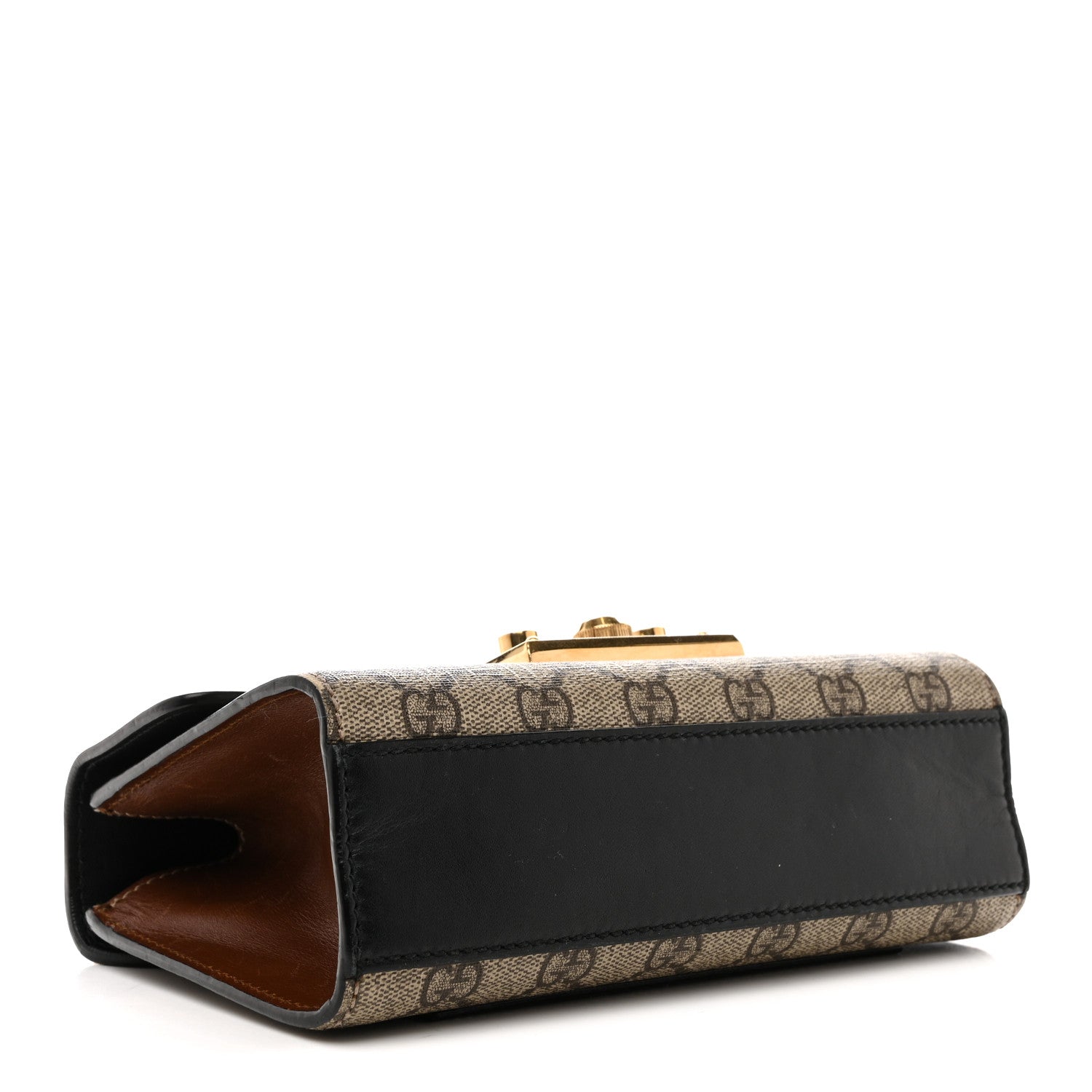 GG Supreme Monogram Calfskin Small Padlock Shoulder Bag Beige Black Cuir