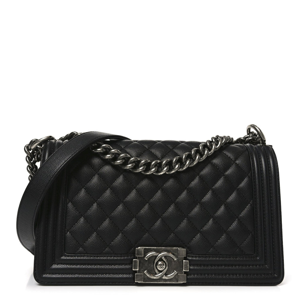 Caviar Quilted Medium Boy Flap Black