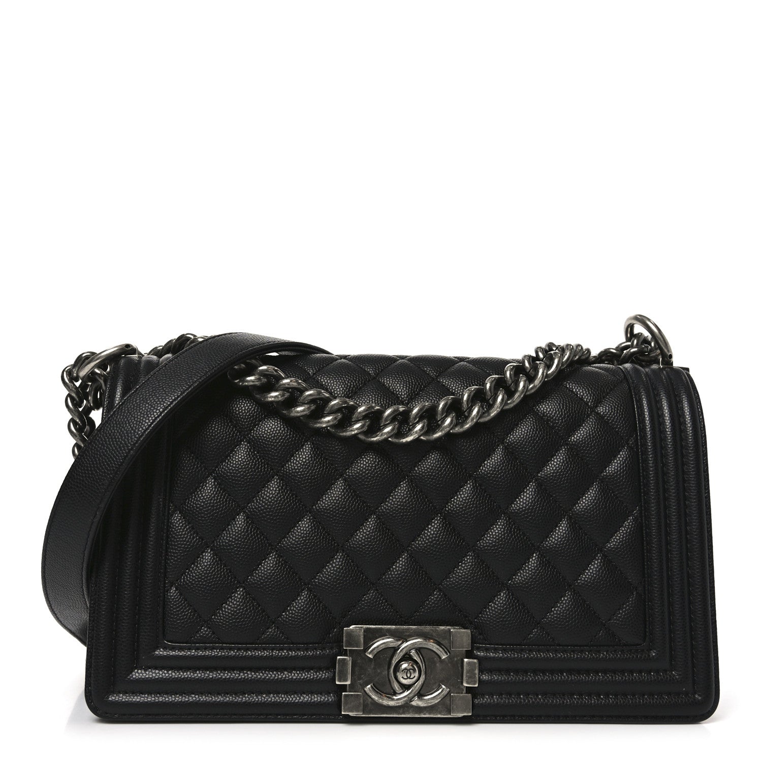 Caviar Quilted Medium Boy Flap Black