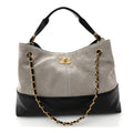 Suede Calfskin Shiny Lambskin Quilted Small Coco Base Shopping Bag Grey Black