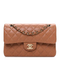 Lambskin Quilted Small Double Flap Brown