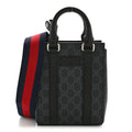 GG Supreme Monogram Appia Calfskin Web Mini Tote Bag Black