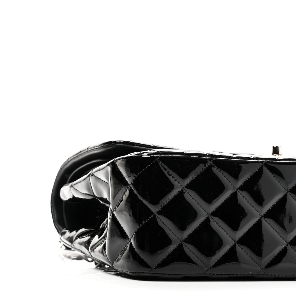 Patent Quilted Jumbo Double Flap Black