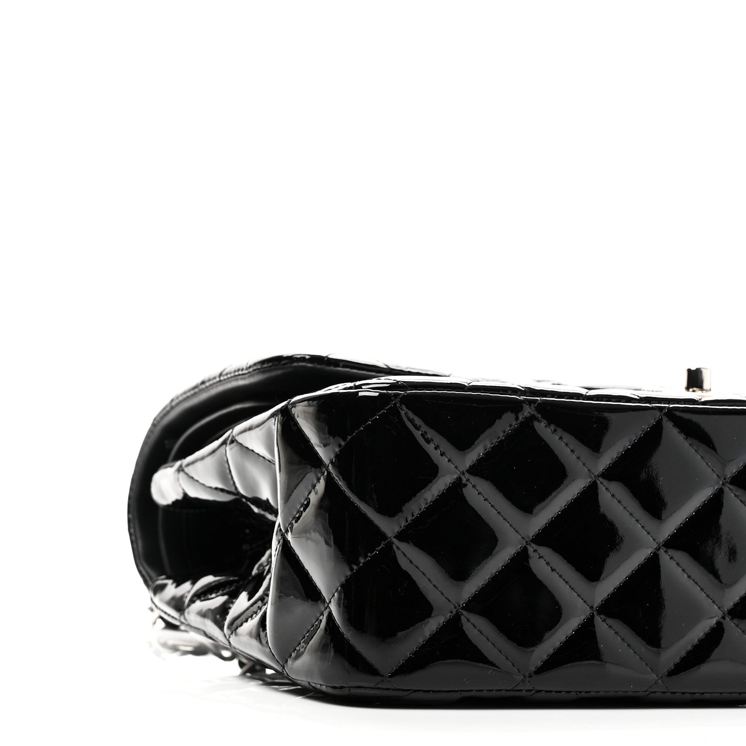 Patent Quilted Jumbo Double Flap Black