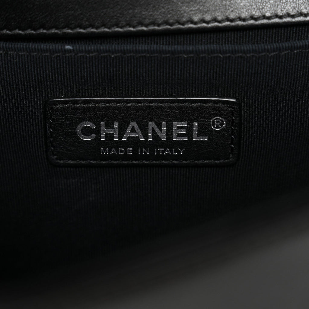 Lambskin Quilted Medium Boy Flap Black