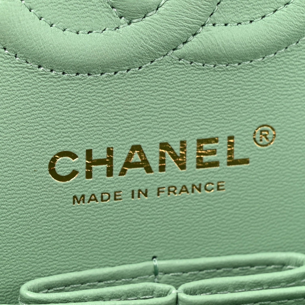 Caviar Quilted Small Double Flap Light Green