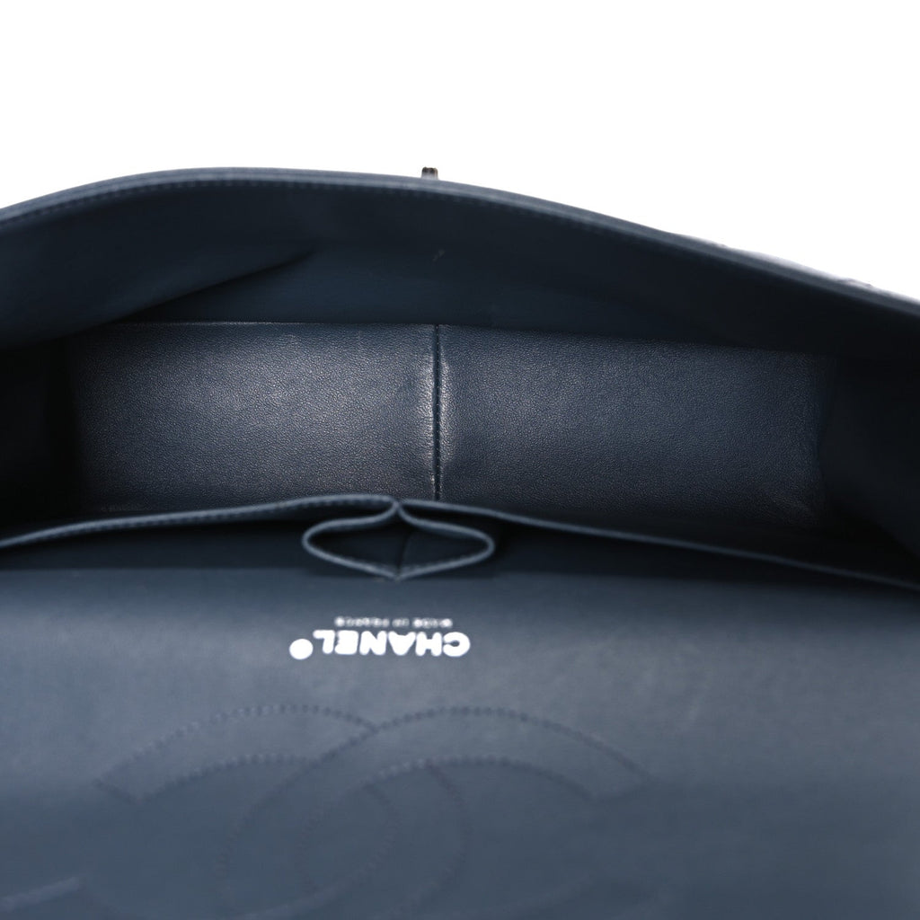 Caviar Quilted Jumbo Double Flap Dark Grey