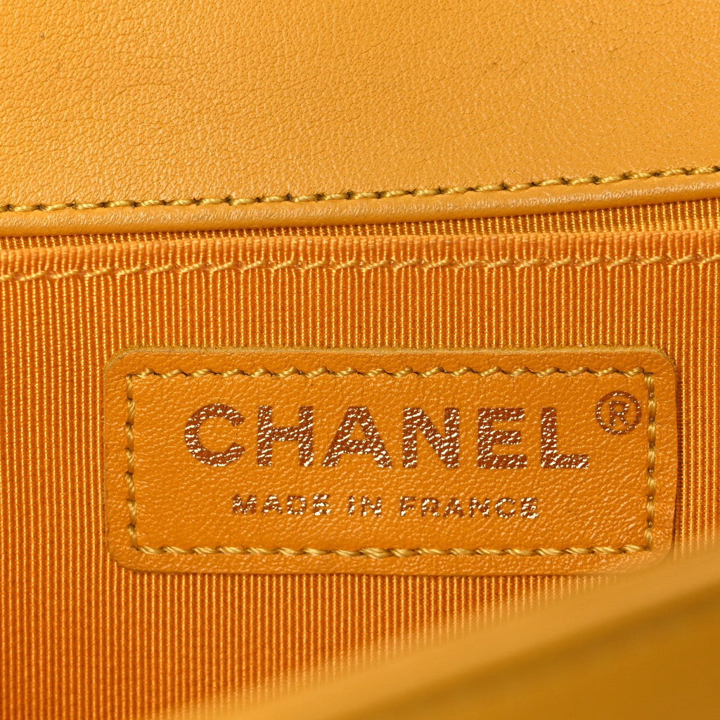 Lambskin Quilted Medium Boy Flap Yellow