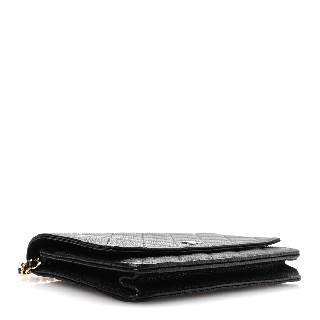 Caviar Quilted Wallet on Chain WOC Black