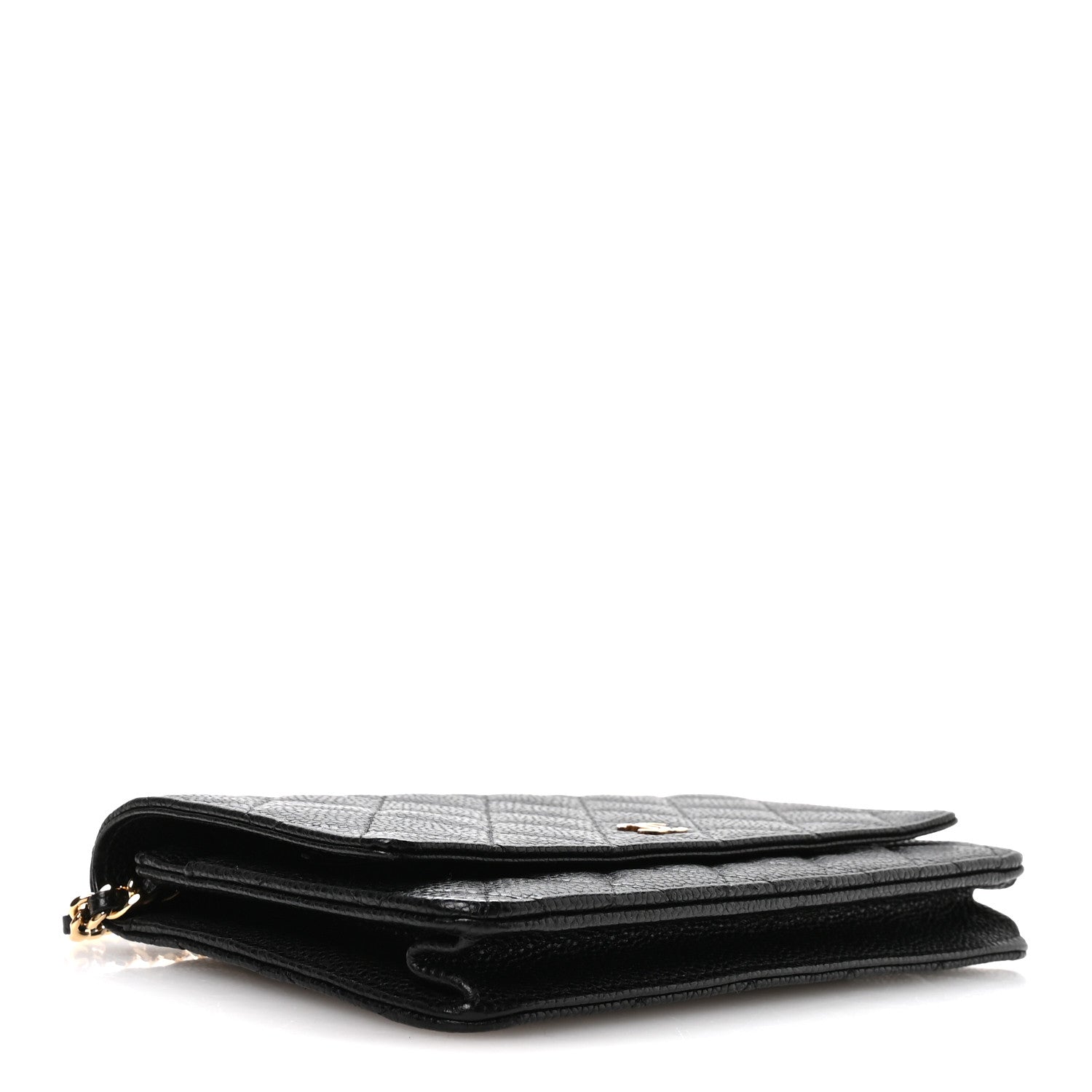 Caviar Quilted Wallet on Chain WOC Black