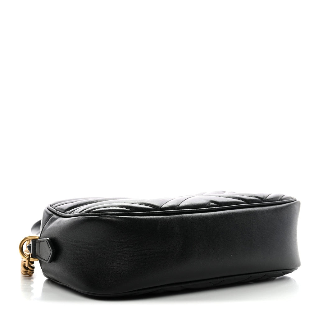 Calfskin Matelasse Small GG Marmont Chain Shoulder Bag Black